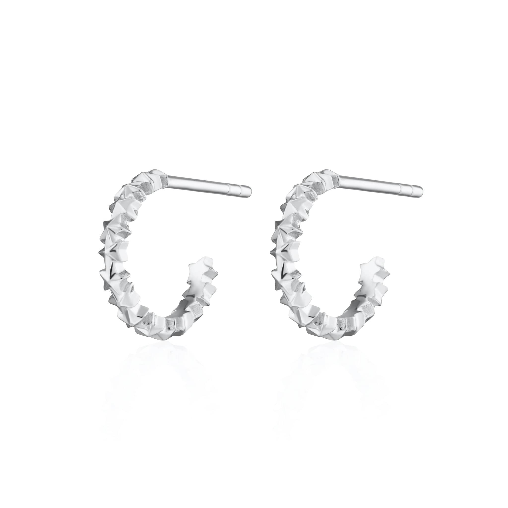Silver Megastar Cluster Hoop Stud Earrings