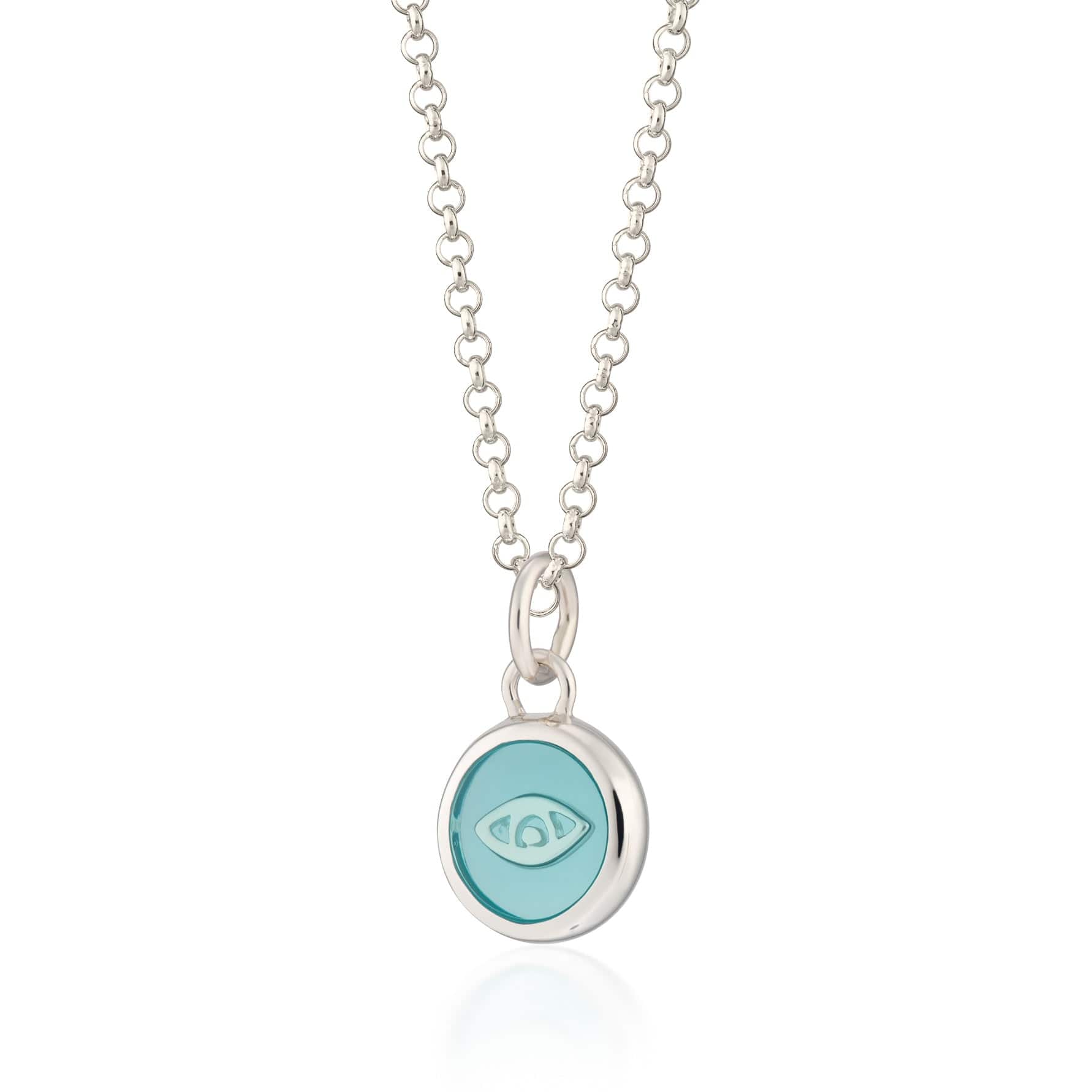 Silver Turquoise Eye Resin Seize Necklace