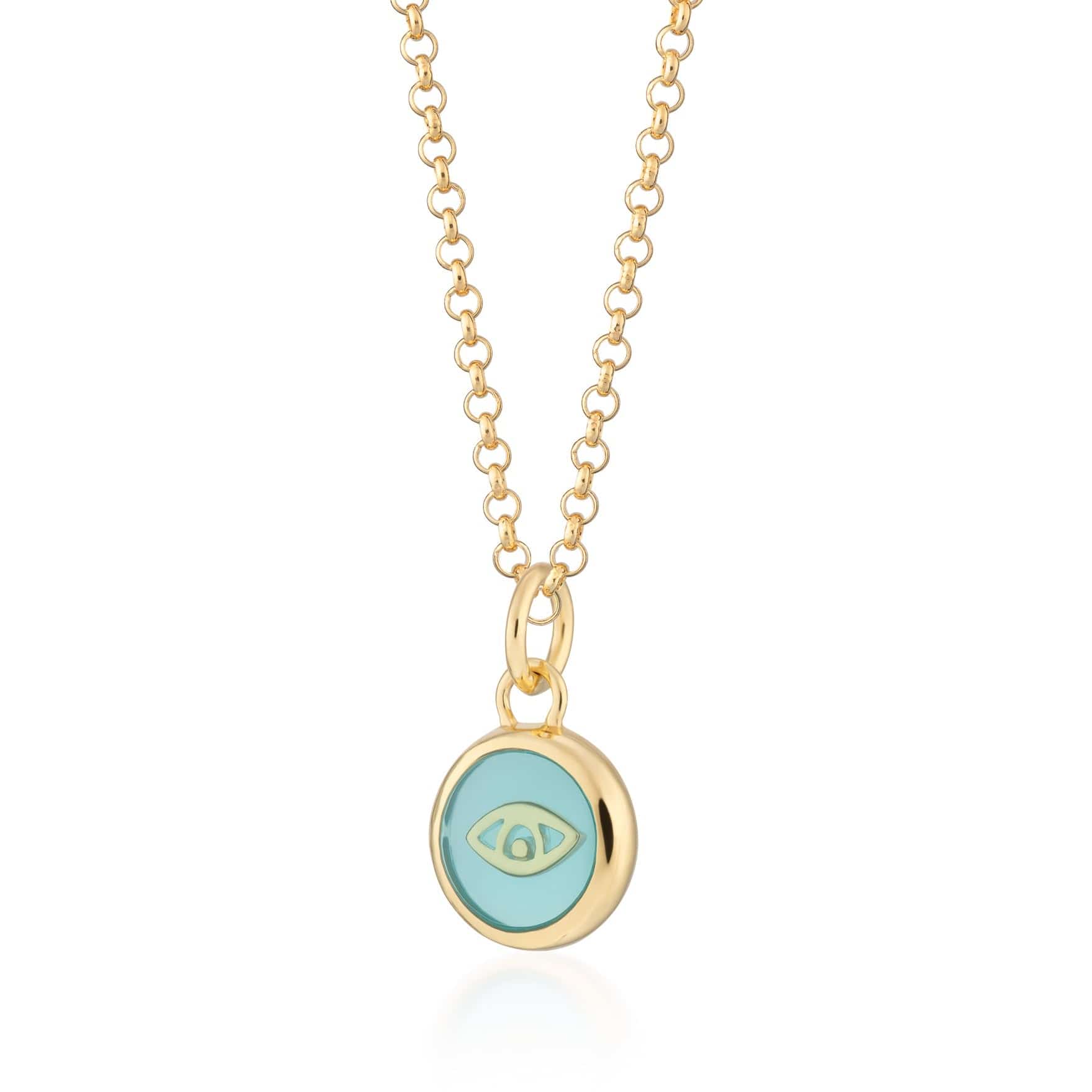 Gold Plated Turquoise Eye Resin Seize Necklace