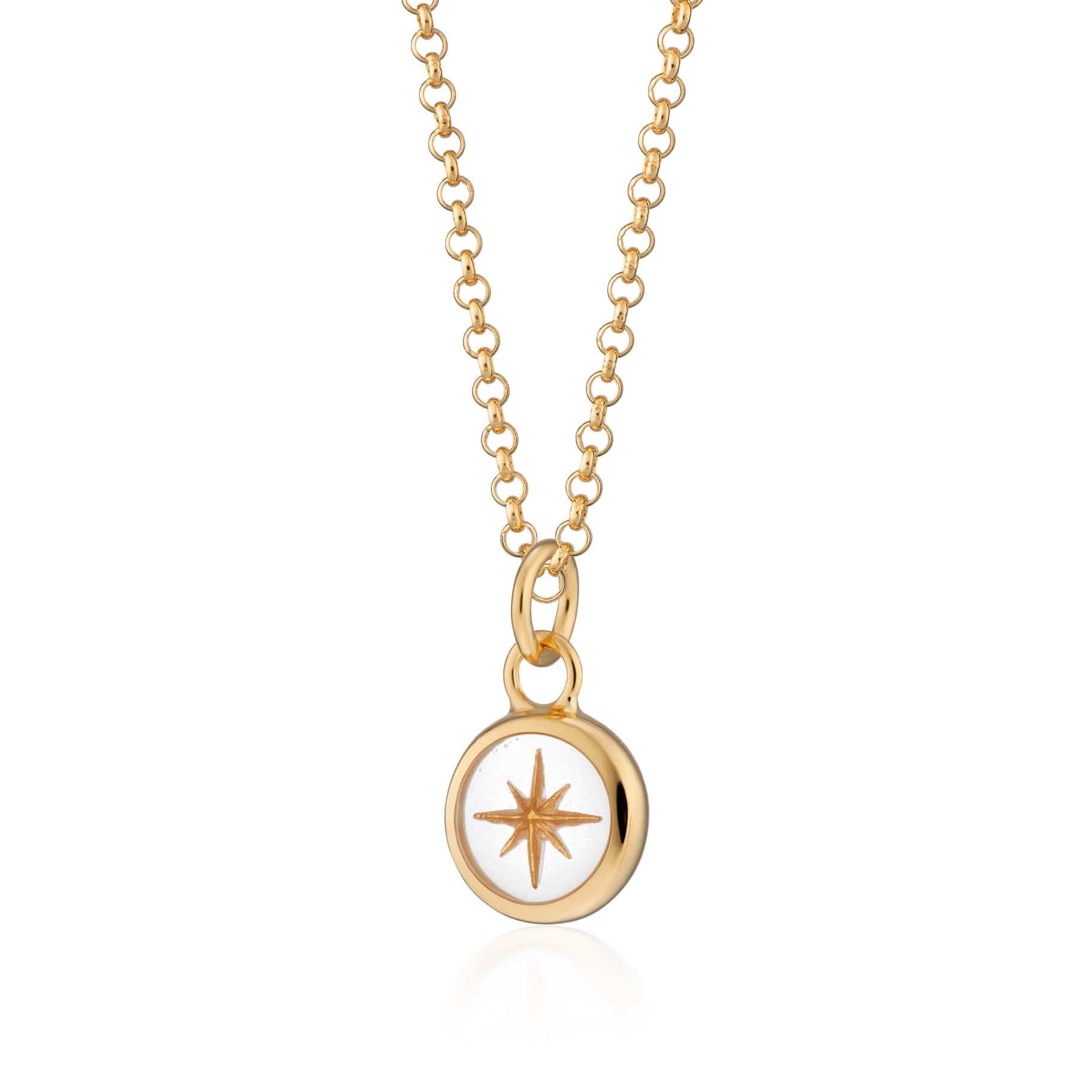 Gold Plated White Superstar Resin Seize Necklace