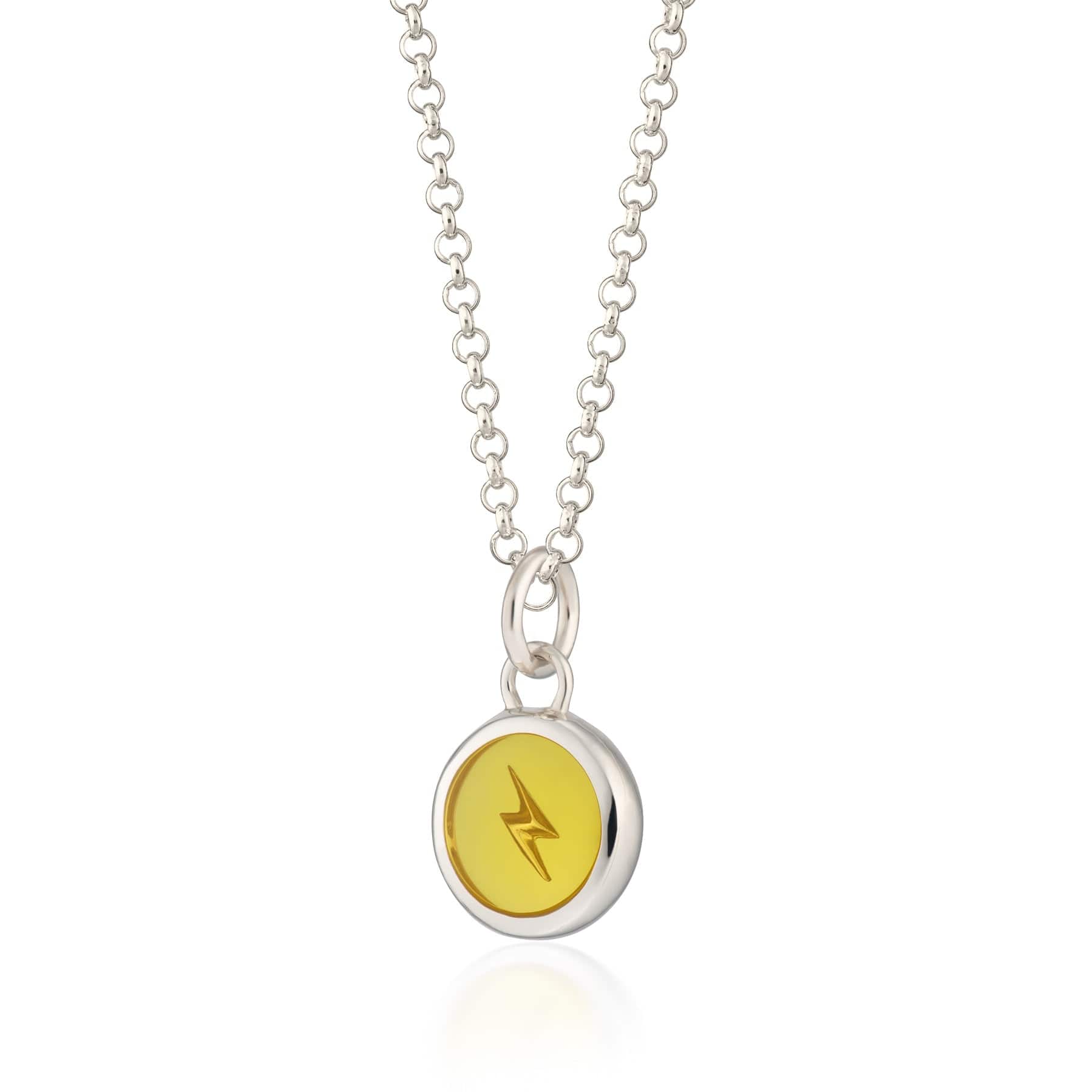 Silver Yellow Lightning Resin Seize Necklace