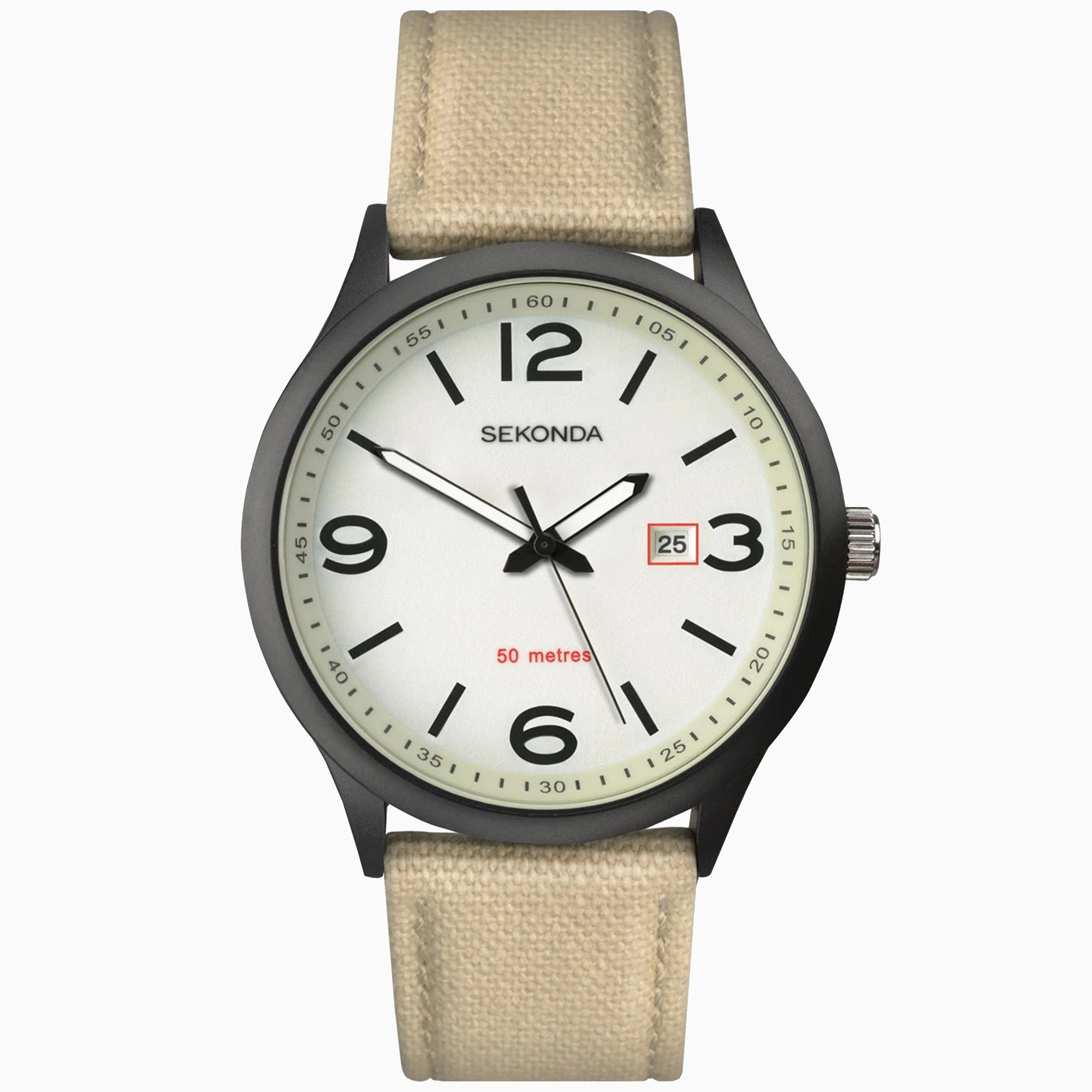 Sekonda Sekonda Men’s Watch | Black Case &  Nylon Strap with White Dial | 1508