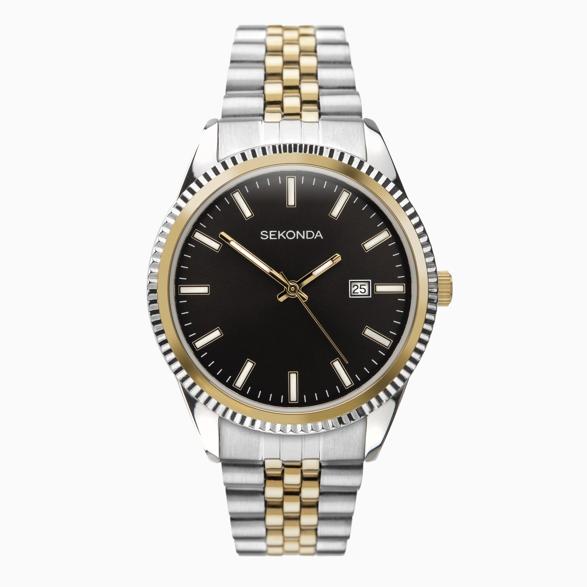 Sekonda Sekonda King Men’s Watch | Two Tone Case & Stainless Steel Bracelet with Black Dial | 1836
