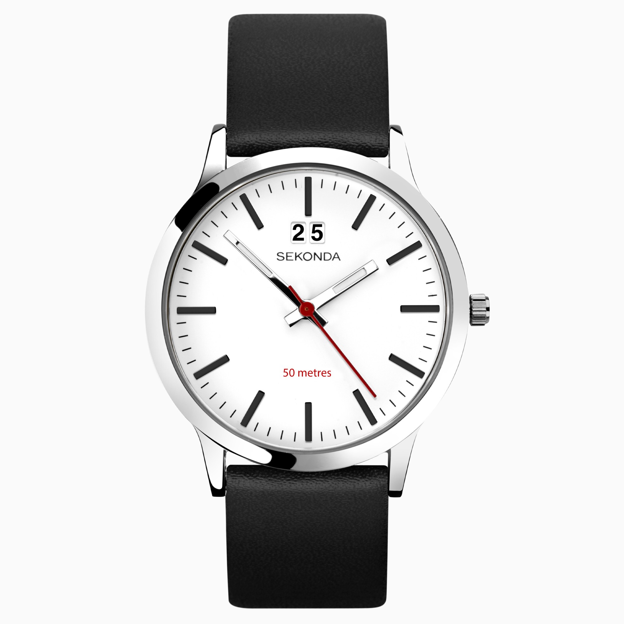 Sekonda Sekonda Nordic Men’s Watch | Silver Case & Black Leather Strap with White Dial | 1939