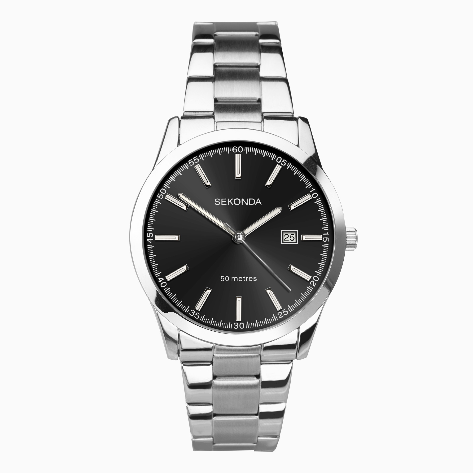Sekonda Sekonda Taylor Men’s Watch | Silver Case & Stainless Steel Bracelet with Black Dial | 1944
