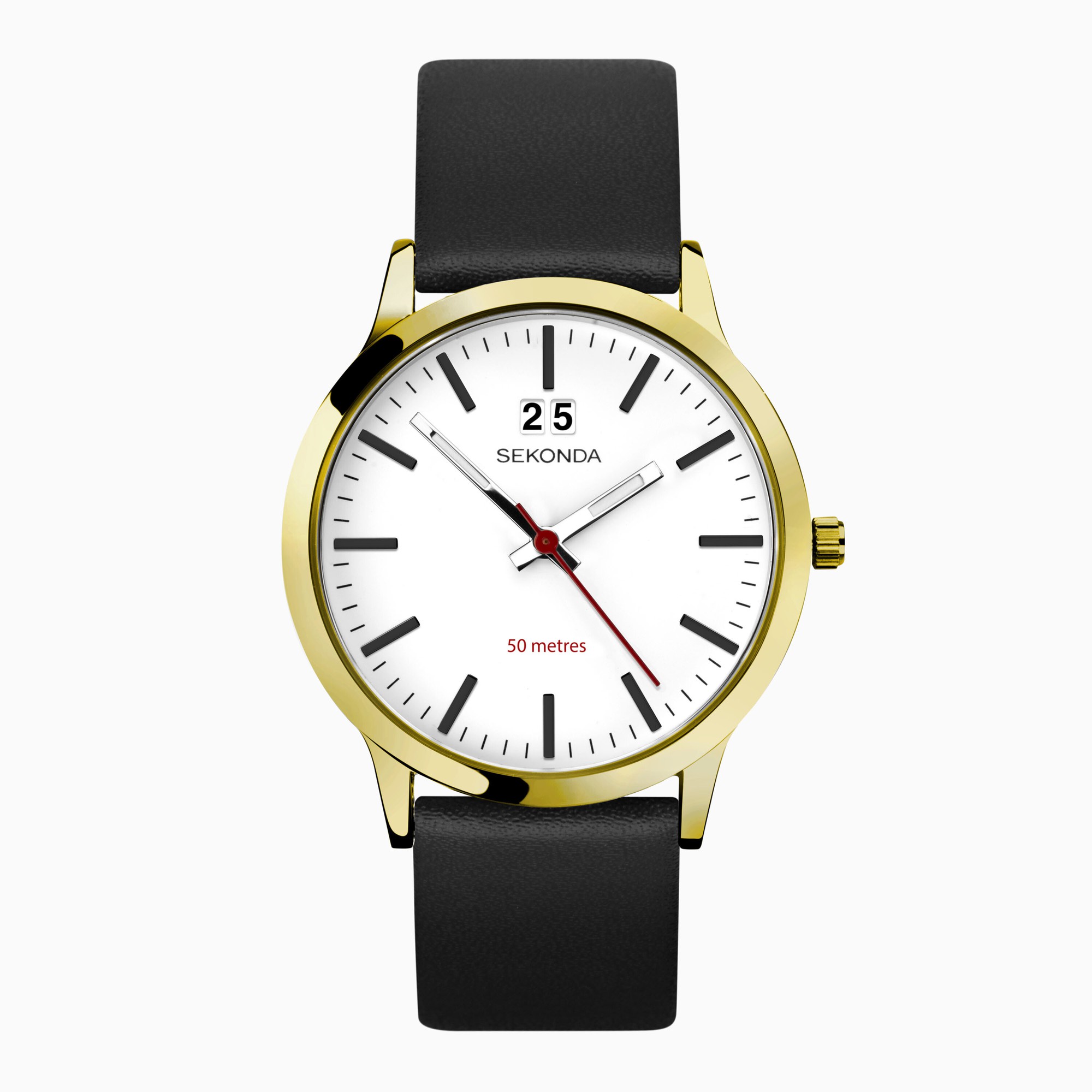 Sekonda Sekonda Nordic Men’s Watch | Gold Case & Black Leather Strap with White Dial | 30070