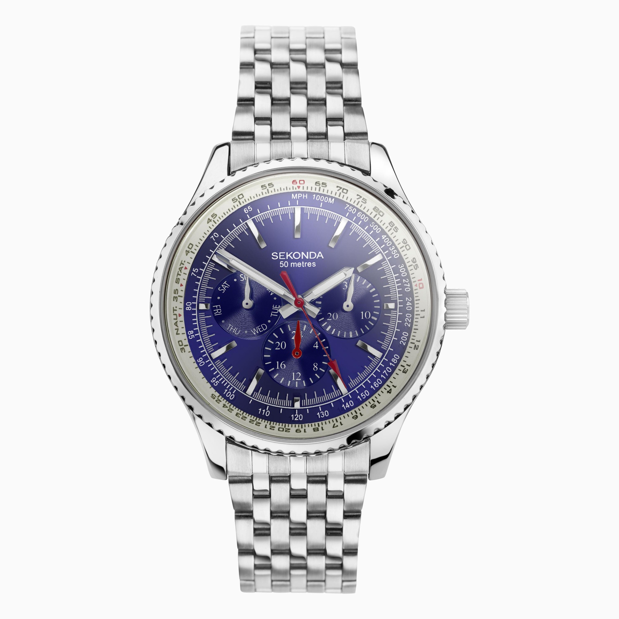 Sekonda Sekonda Maverick Men’s Watch | Silver Case & Silver Stainless Steel Bracelet with Blue Dial | 30077