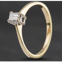 Pre-Owned 18ct Yellow Gold 0.10ct Emerald Cut Diamond Solitaire Ring 4148201