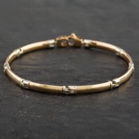 Pre-Owned 9ct Two Colour Gold Bar Link Bracelet 41061005