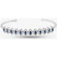 Pre-Owned 18ct White Gold Sapphire & Brilliant Cut Diamond Flexible 15cm Torque Bangle 4321008