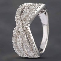Pre-Owned 9ct White Gold 1.00ct Diamond Crossover Ring 43120122