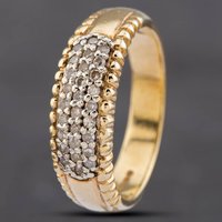 Pre-Owned 9ct Yellow Gold Brilliant Cut Diamond Graduated Band Dress Ring 415800977