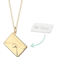 Gold Plated Envelope Necklace with Engraved Insert