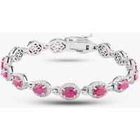 Pre-Owned 14ct White Gold 6.04ct Ruby & 2.03ct Brilliant Cut Diamond Multi Cluster Bracelet 4307155126