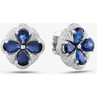 Pre-Owned 9ct White Gold 6.25ct Sapphire & 1.20ct Brilliant Cut Diamond Large Cluster Stud Earrings 431715529