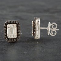 Pre-Owned 18ct White Gold 1.00ct Black & White Diamond Oblong Stud Earrings 4317155213