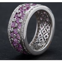 Pre-Owned 18ct White Gold Pink 3.50ct Pink Sapphire & 0.52ct Diamond Cocktail Ring 4336140