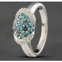 Pre-Owned 18ct White Gold 0.66ct Blue Alexandrite & 0.13ct Brilliant Cut Diamond Dress Ring 435615729