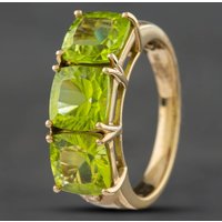 Pre-Owned 18ct Yellow Gold 4.67ct Peridot & 0.03ct Brilliant Cut Diamond Three Stone Ring 435415750