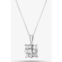 Pre-Owned Platinum 1.50ct Princess Cut Diamond Square Cluster Pendant & 16 Inch Box Chain 43141028