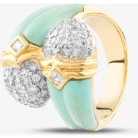 Pre-Owned 18ct Yellow Gold Turquoise & 0.62ct Diamond Crossover Dress Ring 43491000