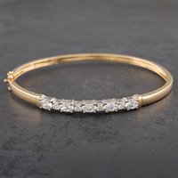 Pre-Owned 14ct Yellow Gold Cubic Zirconia Medium Hinged Bangle 41211021