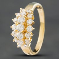 Pre-Owned 14ct Yellow Gold Cubic Zirconia Three Row Ring 41101177