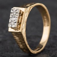 Pre-Owned 9ct Yellow Gold Diamond Two Stone Ring 4138909