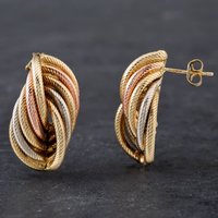 Pre-Owned 9ct Three Colour Gold Stud Earrings 4165013