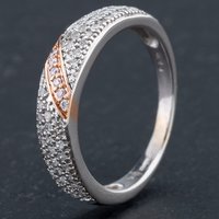 Pre-Owned 9ct Two Colour Gold Pave Set Brilliant Cut Diamond Dress Ring 4138159
