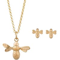 Gold Plated Bee Jewelry Set With Stud Earrings
