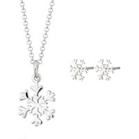 Silver Snowflake Jewelry Set With Stud Earrings