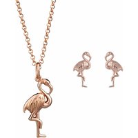 Rose Gold Plated Flamingo Jewelry Set With Stud Earrings