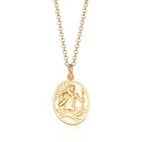 Engraved Gold Plated St Christopher Necklace