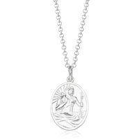 Engraved Silver St Christopher Necklace