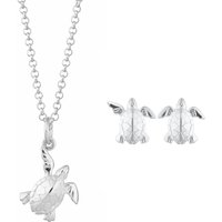 Silver Turtle Jewelry Set With Stud Earrings