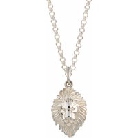Engraved Silver Lion Head Necklace