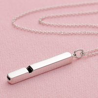Engraved Lengthy Silver Whistle Necklace