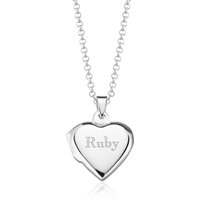 Engraved Silver Center Locket Necklace