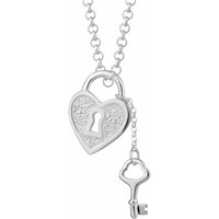 Silver Middle Formed Padlock and Key Necklace