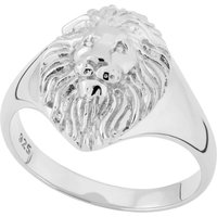Silver Lion Head Signet Ring