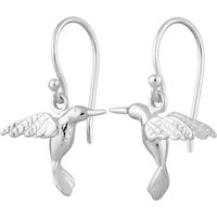 Silver Hummingbird Hook Earrings