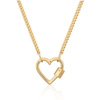 Gold Plated Middle Carabiner Curb Chain Necklace