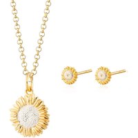 Gold Plated Sunflower Jewelry Set with Stud Earrings