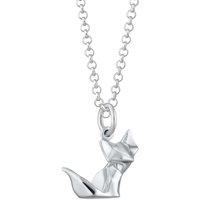 Silver Origami Fox Necklace