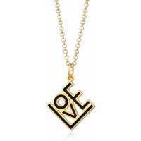 Gold Plated LOVE Necklace (Black)