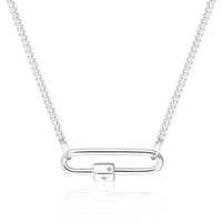Silver Lengthy Hyperlink Carabiner Curb Chain Necklace