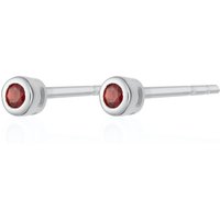 Silver January Birthstone Teeny Stud Earrings (Garnet)