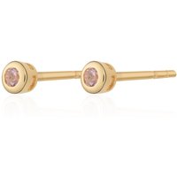 Gold Plated October Birthstone Teeny Stud Earrings (Red Tourmaline)