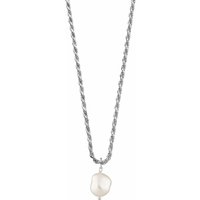 Silver Baroque Pearl Twisted Chain Necklace